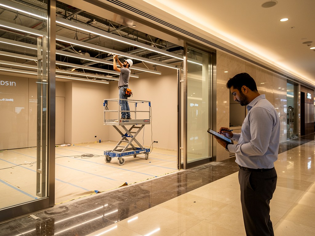 Mall shop rectification before opening with ceiling work and snagging review