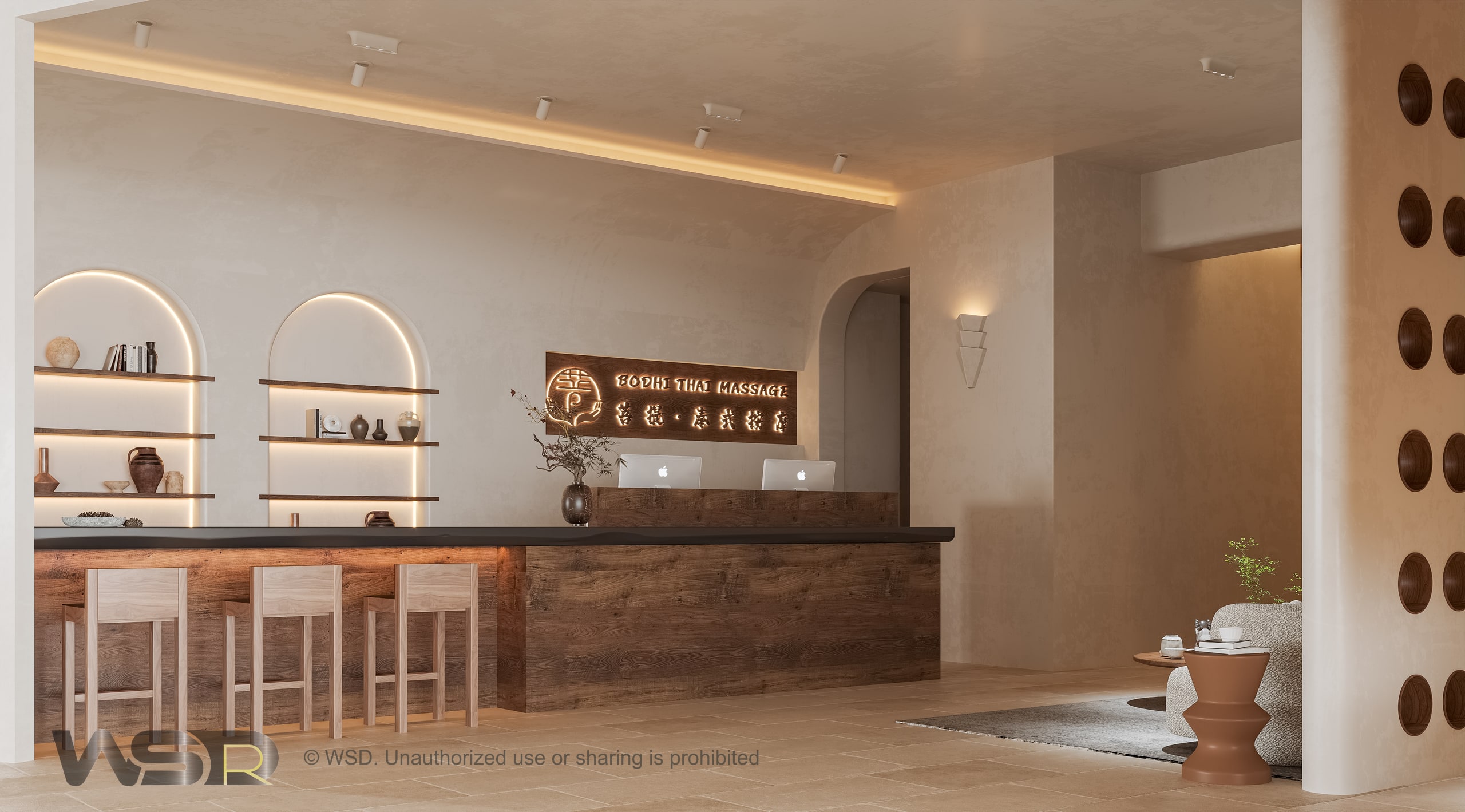 BODHI SPA Yas Mall reception interior design