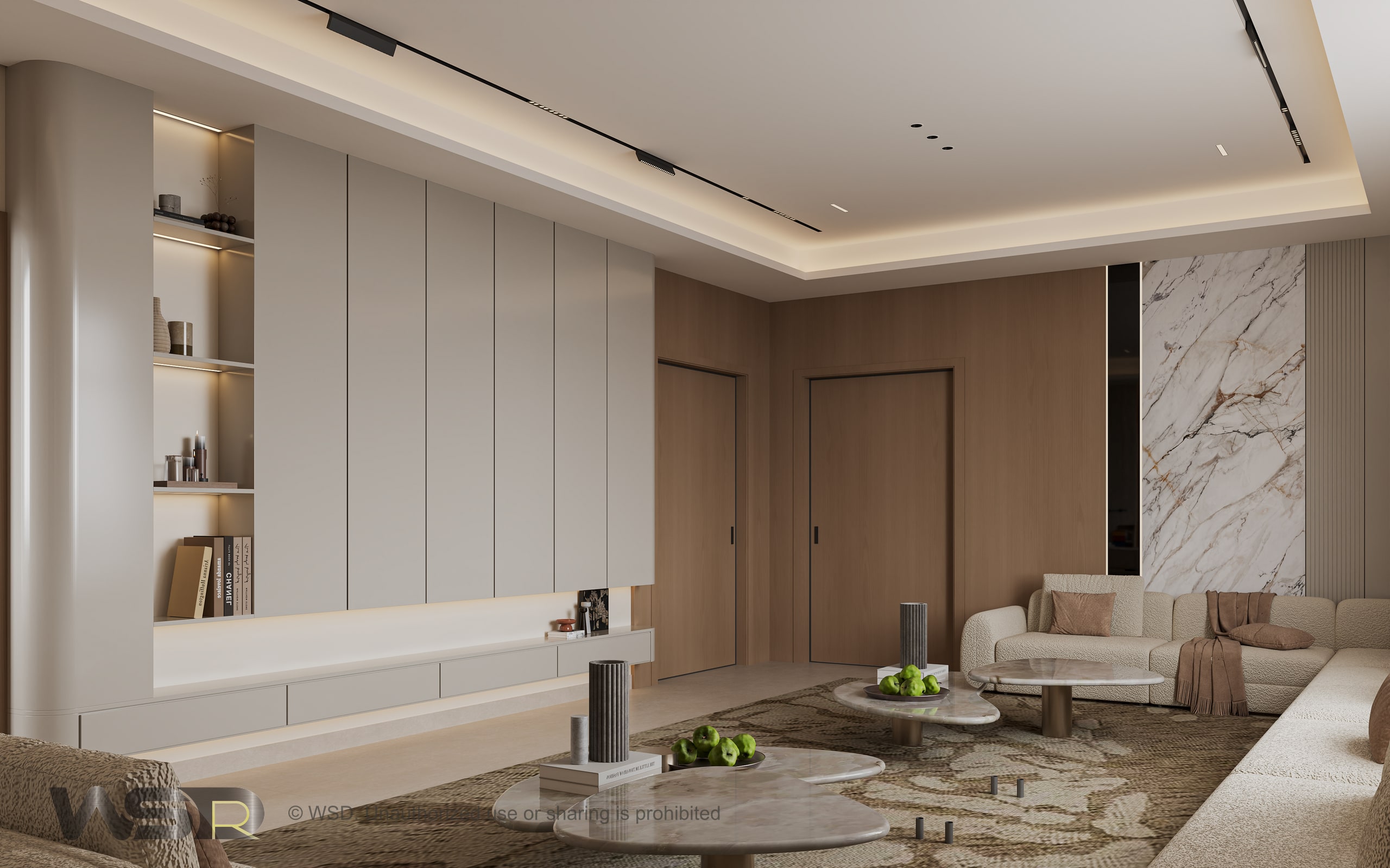 Shamkha living room design with coordinated joinery and wall finishes